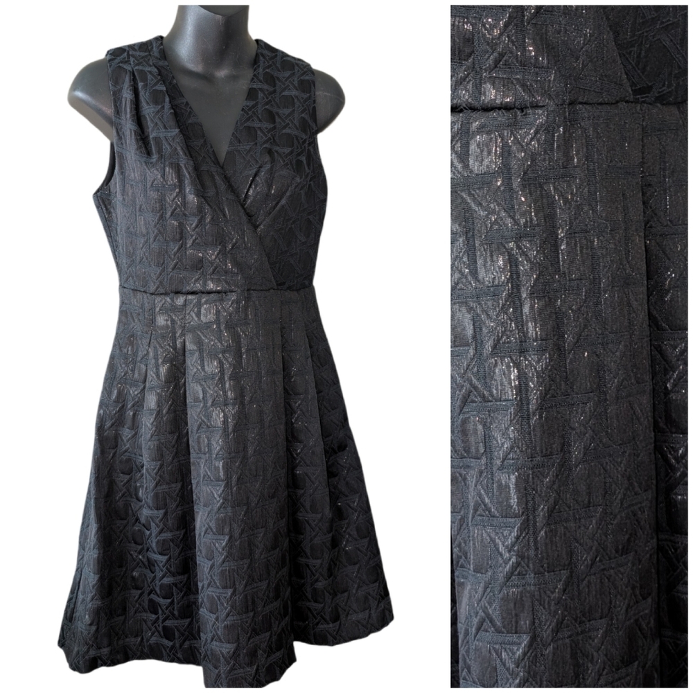 Kirna Zabete a-line metallic V-neck dress size 4